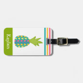 Groene tropische ananas aangepaste naam moderne tr bagagelabel (Voorkant horizontaal)