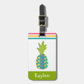 Groene tropische ananas aangepaste naam moderne tr bagagelabel (Voorkant verticaal)