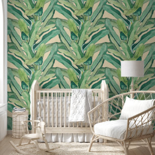 Groene tropische bananenbladeren behang