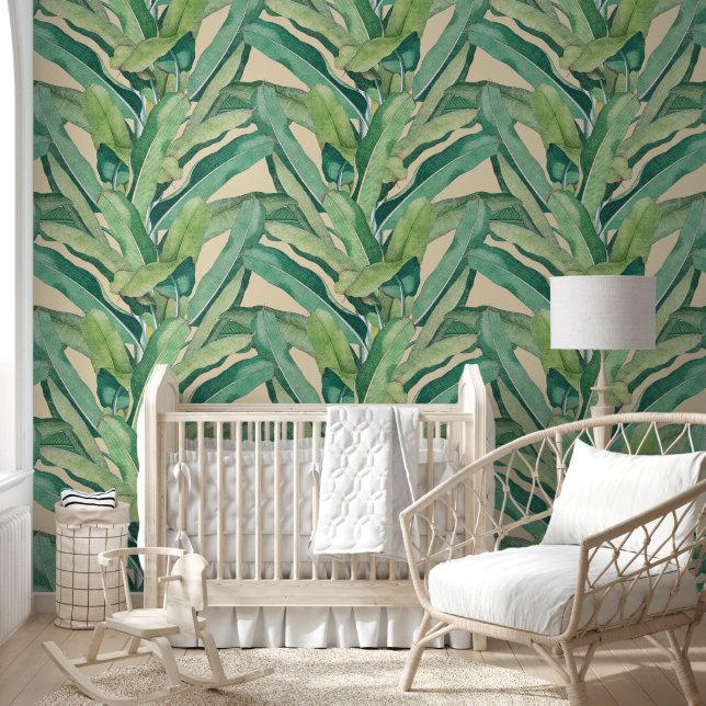 Groene tropische  bananenbladeren behang (Kinderen)