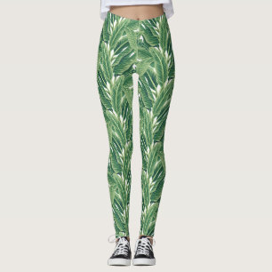 Groene tropische bananenbladeren leggings