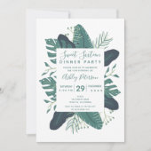 Groene tropische bladbloei typografie Sweet 16 Kaart (Voorkant)