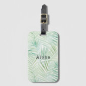 Groene Tropische Bladeren Aloha Bagagelabel (Voorkant (verticaal))