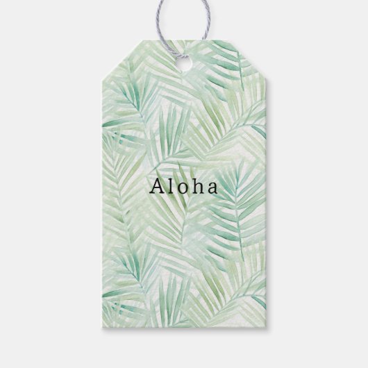 Groene Tropische Bladeren Aloha Cadeaulabel (Voorkant)