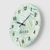 Groene Tropische Bladeren Aloha Grote Klok (Hoek)