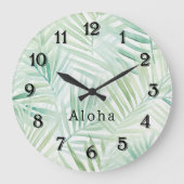 Groene Tropische Bladeren Aloha Grote Klok (Voorkant)