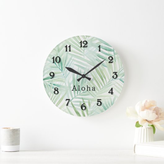 Groene Tropische Bladeren Aloha Grote Klok (Huis)