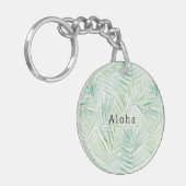 Groene Tropische Bladeren Aloha Sleutelhanger (Voorkant Links)