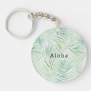 Groene Tropische Bladeren Aloha Sleutelhanger