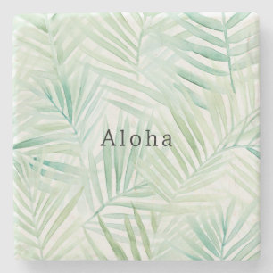 Groene Tropische Bladeren Aloha Stenen Onderzetter
