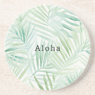 Groene Tropische Bladeren Aloha Zandsteen Onderzetter