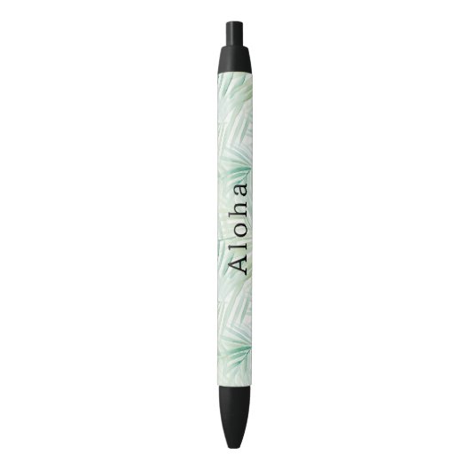Groene Tropische Bladeren Aloha Zwarte Inkt Pen (Voorkant Verticaal)