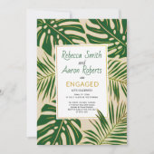 Groene tropische bladeren beige verlovingspartij kaart (Voorkant)
