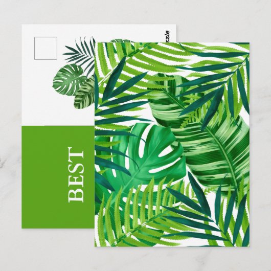 Groene Tropische Bladeren Beste wensen Briefkaart (Voorkant / Achterkant)