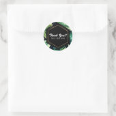 Groene Tropische Bladeren Black Elegant Wedding Fa Ronde Sticker (Tas)