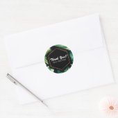 Groene Tropische Bladeren Black Elegant Wedding Fa Ronde Sticker (Envelop)
