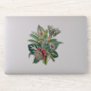 Groene Tropische Bladeren Bloemen Boterfly Sticker