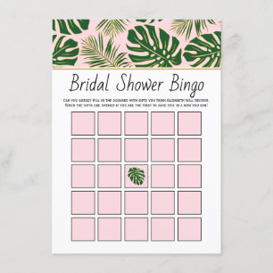 Groene tropische bladeren bridal bingo spelkaart informatiekaartje