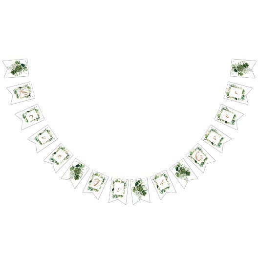 Groene tropische bladeren bruiloft decor vlaggetjes (Alle)