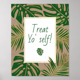Groene tropische bladeren bruiloft Treat Yourself- Poster