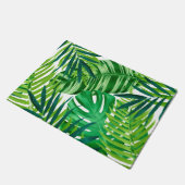 Groene tropische bladeren deurmat (Schuin)