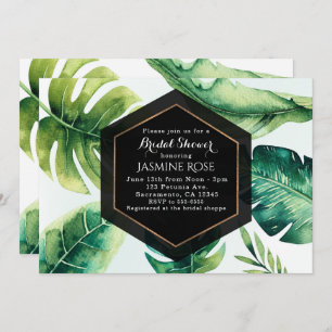 Groene Tropische Bladeren Elegant Wedding Invitati Kaart