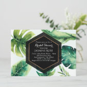 Groene tropische bladeren elegante bruiloft uitnod kaart (Staand voorkant)