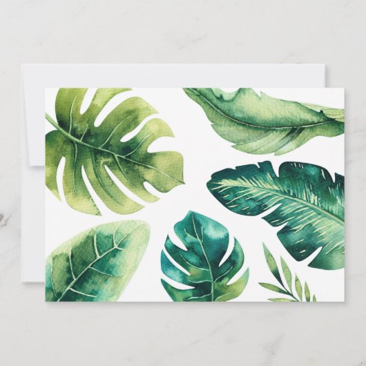 Groene tropische bladeren elegante bruiloft uitnod kaart (Achterkant)