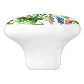 Groene tropische bladeren en vogelzomereiland keramische knop (Zijkant)