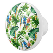 Groene tropische bladeren en vogelzomereiland keramische knop (Rechts)