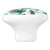 Groene tropische bladeren en vogelzomereiland keramische knop (Zijkant)