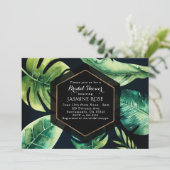 Groene tropische bladeren en zwarte elegante uitno kaart (Staand voorkant)