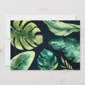 Groene tropische bladeren en zwarte elegante uitno kaart (Achterkant)