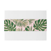 Groene tropische bladeren gouden omtrek roze bruil uitnodigingen wikkel (Achterkant Voorbeeld)