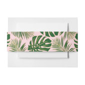 Groene tropische bladeren gouden omtrek roze bruil uitnodigingen wikkel (Voorkant Voorbeeld)