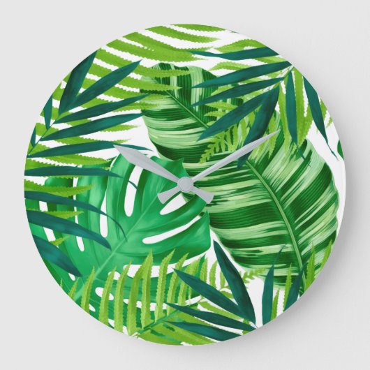 Groene Tropische Bladeren  Grote Klok (Voorkant)