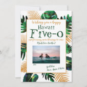 Groene tropische bladeren Hawaï Vijf-0 50e verjaar Kaart (Voorkant)