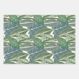 Groene tropische bladeren inpakpapier vel