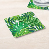 Groene tropische bladeren kartonnen onderzetters (Schuin)