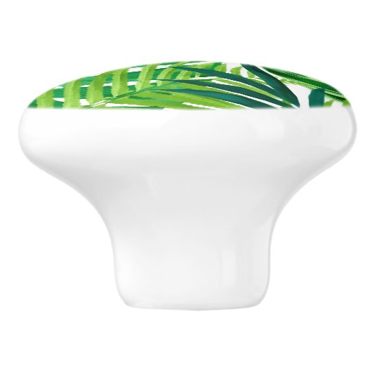 Groene tropische bladeren keramische knop (Zijkant)