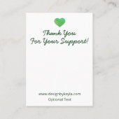 Groene Tropische Bladeren Ketting & Oorbel Display Visitekaartje (Achterkant)