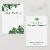 Groene Tropische Bladeren Ketting & Oorbel Display Visitekaartje (Voorkant / Achterkant)