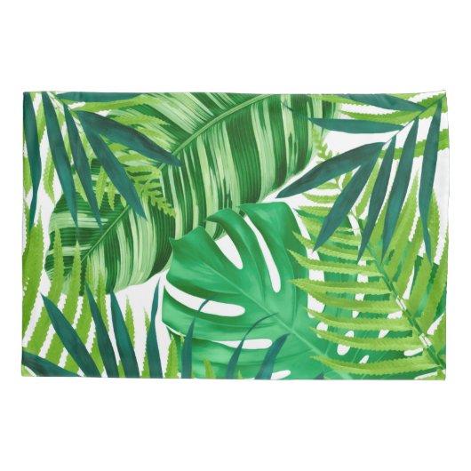 Groene tropische bladeren kussensloop (Achterkant)