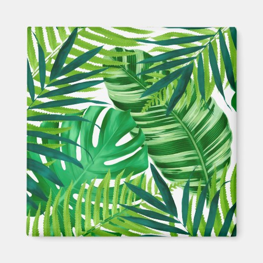 Groene tropische bladeren magneet (Voorkant)