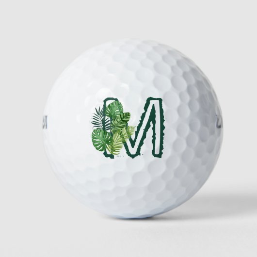 Groene Tropische Bladeren Monogram M Golfballen (Voorkant)