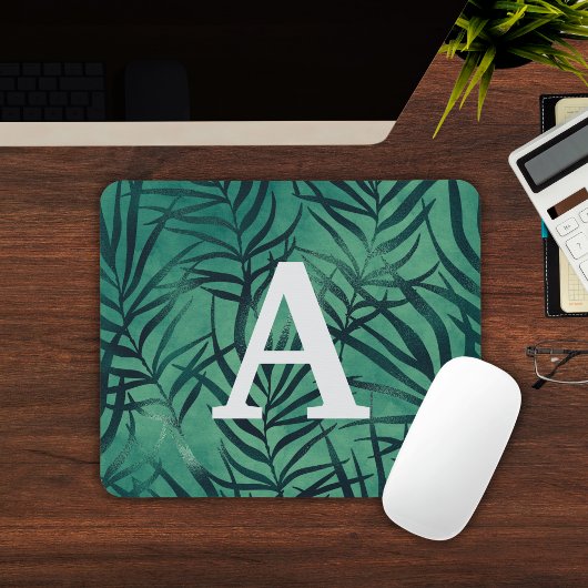 Groene Tropische Bladeren Monogrammed Mousepad Muismat