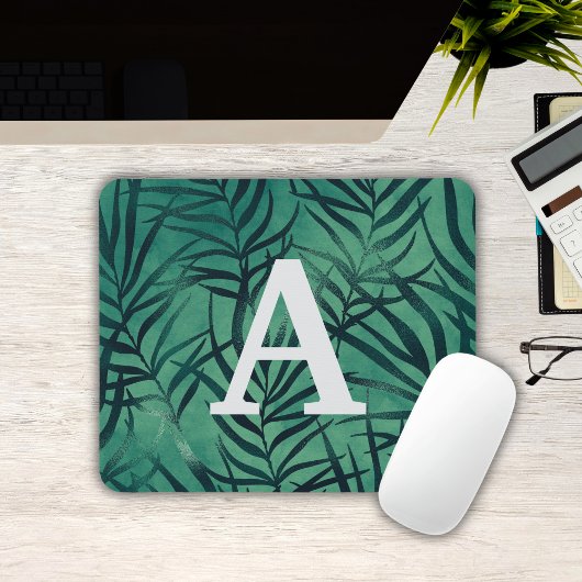Groene Tropische Bladeren Monogrammed Mousepad Muismat