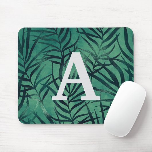 Groene Tropische Bladeren Monogrammed Mousepad Muismat (Met muis)