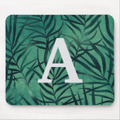 Groene Tropische Bladeren Monogrammed Mousepad Muismat (Voorkant)