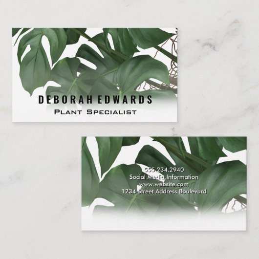Groene Tropische Bladeren | Monstera Visitekaartje (Voorkant / Achterkant)